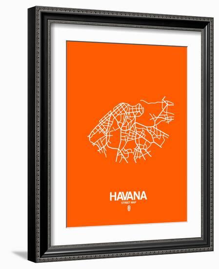 Havana Street Map Orange-NaxArt-Framed Art Print