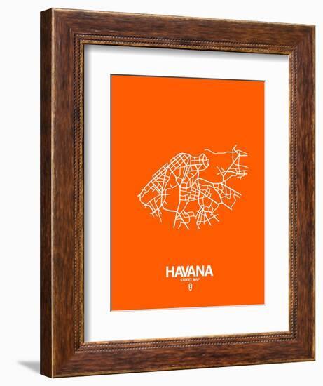 Havana Street Map Orange-NaxArt-Framed Premium Giclee Print