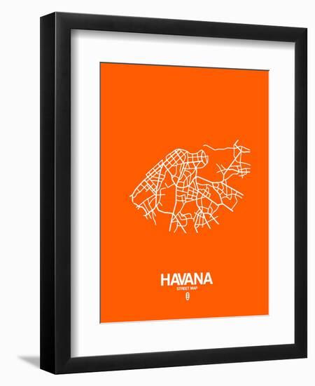 Havana Street Map Orange-NaxArt-Framed Premium Giclee Print