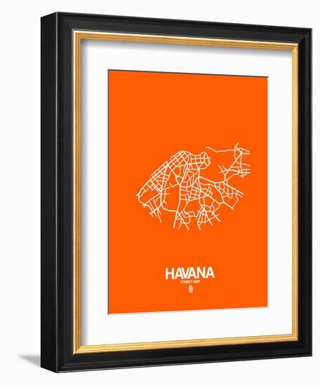 Havana Street Map Orange-NaxArt-Framed Premium Giclee Print