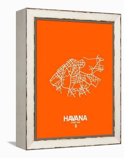 Havana Street Map Orange-NaxArt-Framed Stretched Canvas