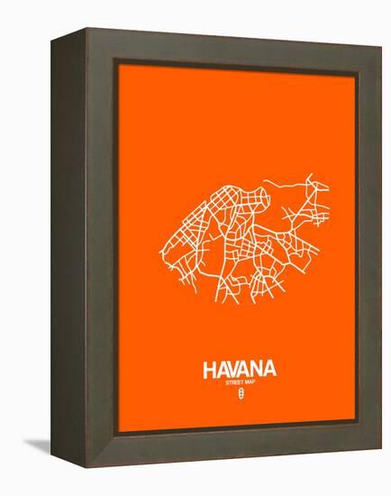 Havana Street Map Orange-NaxArt-Framed Stretched Canvas
