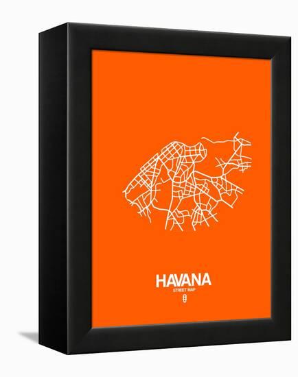Havana Street Map Orange-NaxArt-Framed Stretched Canvas
