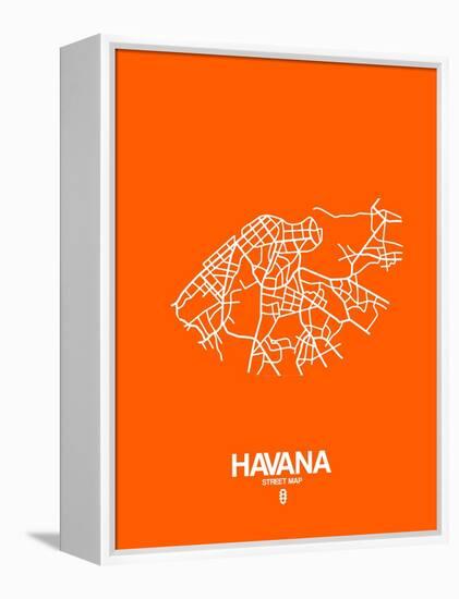 Havana Street Map Orange-NaxArt-Framed Stretched Canvas