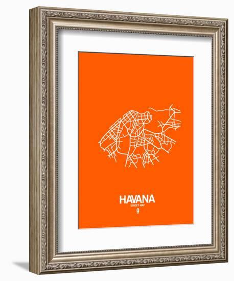 Havana Street Map Orange-NaxArt-Framed Art Print