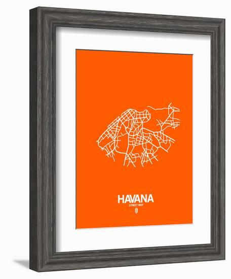 Havana Street Map Orange-NaxArt-Framed Art Print