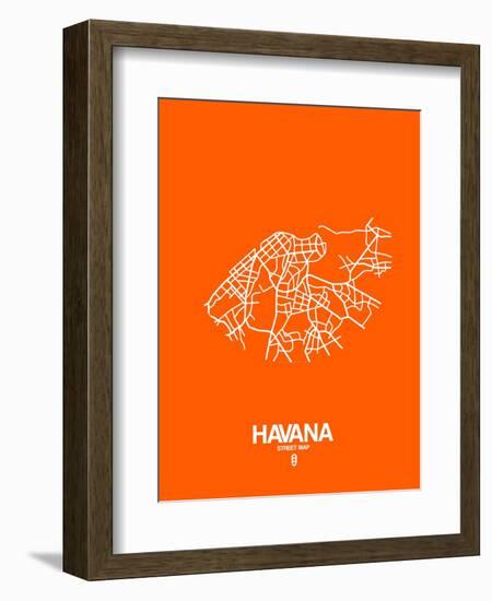 Havana Street Map Orange-NaxArt-Framed Art Print