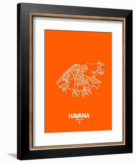 Havana Street Map Orange-NaxArt-Framed Art Print