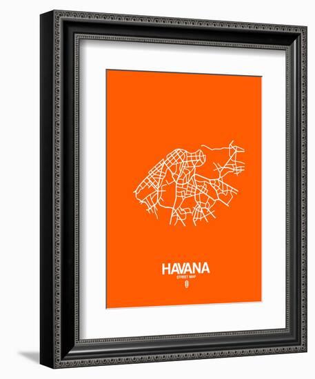 Havana Street Map Orange-NaxArt-Framed Art Print