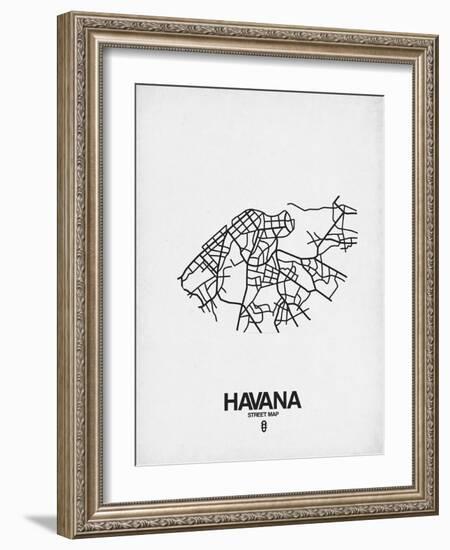 Havana Street Map White-NaxArt-Framed Art Print