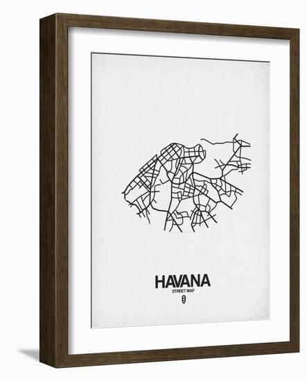 Havana Street Map White-NaxArt-Framed Art Print