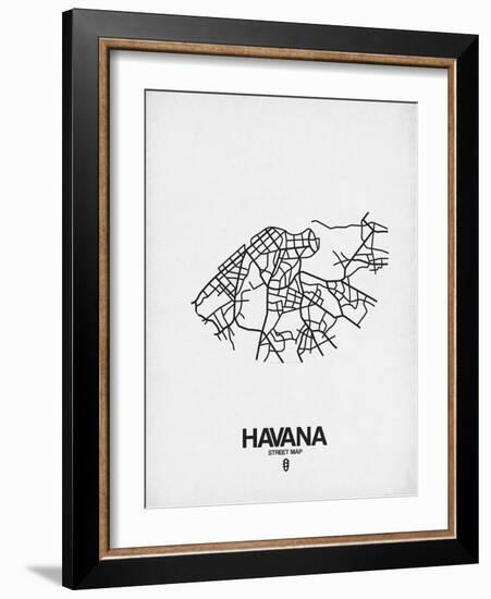 Havana Street Map White-NaxArt-Framed Art Print