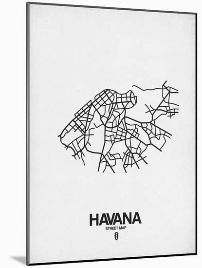 Havana Street Map White-NaxArt-Mounted Art Print