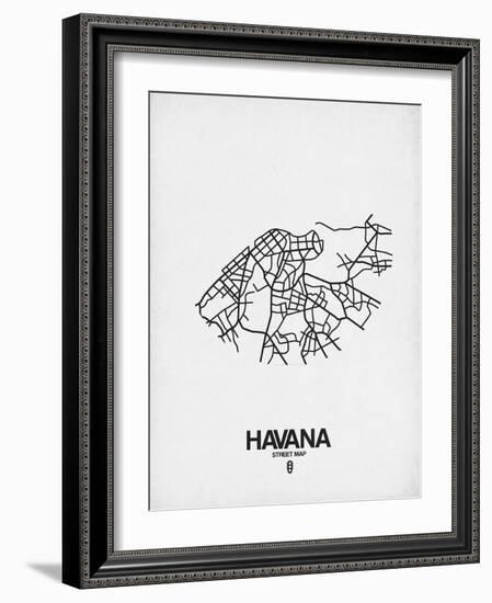 Havana Street Map White-NaxArt-Framed Art Print