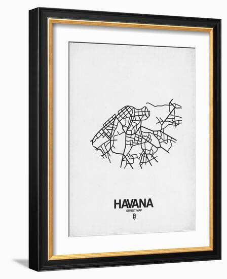 Havana Street Map White-NaxArt-Framed Art Print