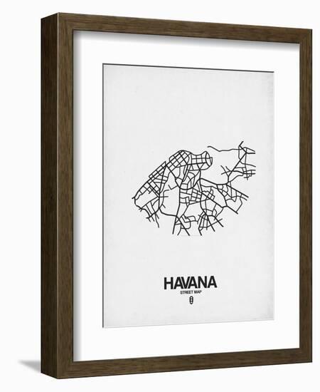 Havana Street Map White-NaxArt-Framed Premium Giclee Print
