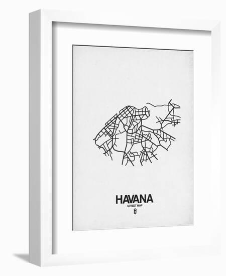 Havana Street Map White-NaxArt-Framed Premium Giclee Print