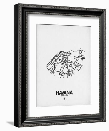 Havana Street Map White-NaxArt-Framed Premium Giclee Print