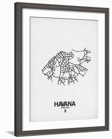 Havana Street Map White-NaxArt-Framed Art Print