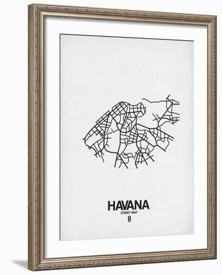 Havana Street Map White-NaxArt-Framed Art Print