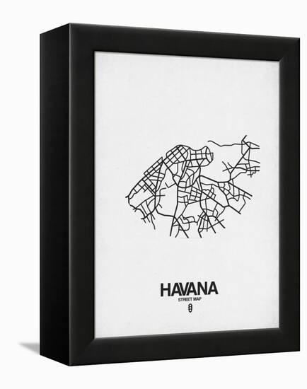 Havana Street Map White-NaxArt-Framed Stretched Canvas