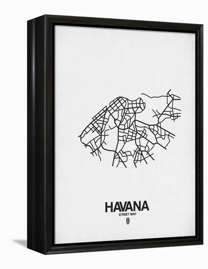 Havana Street Map White-NaxArt-Framed Stretched Canvas