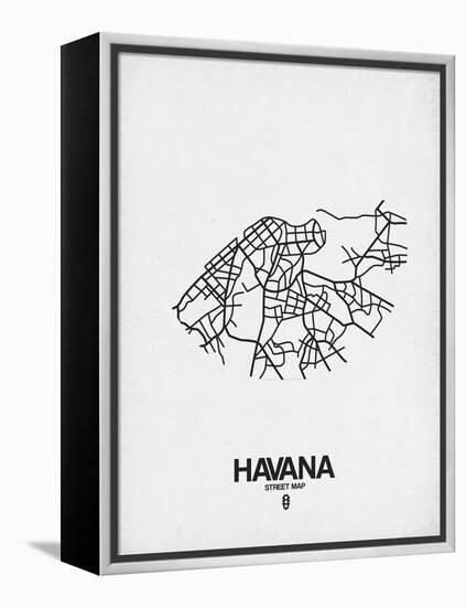 Havana Street Map White-NaxArt-Framed Stretched Canvas