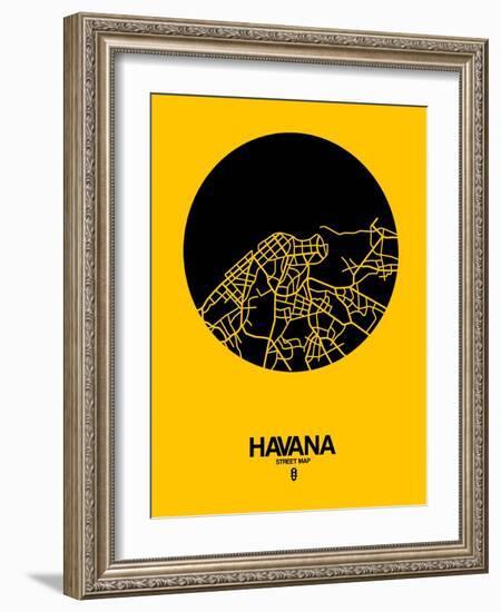 Havana Street Map Yellow-NaxArt-Framed Art Print