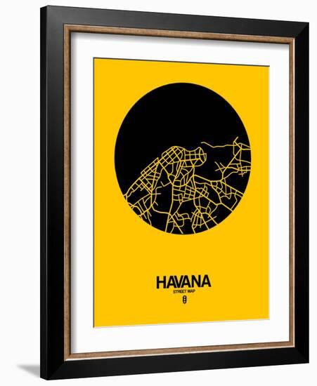 Havana Street Map Yellow-NaxArt-Framed Art Print