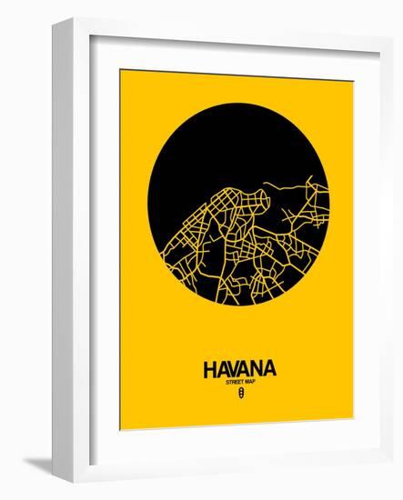 Havana Street Map Yellow-NaxArt-Framed Art Print