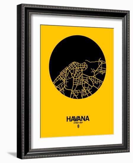Havana Street Map Yellow-NaxArt-Framed Art Print