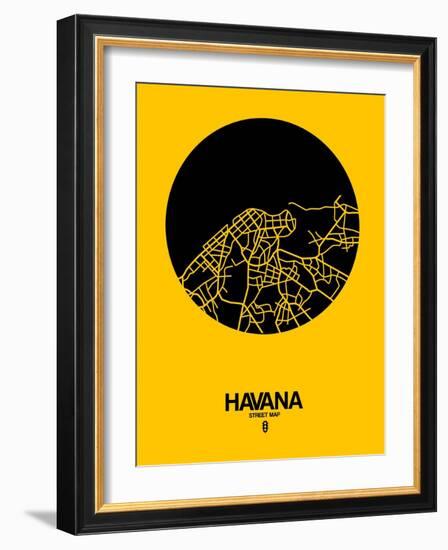 Havana Street Map Yellow-NaxArt-Framed Art Print