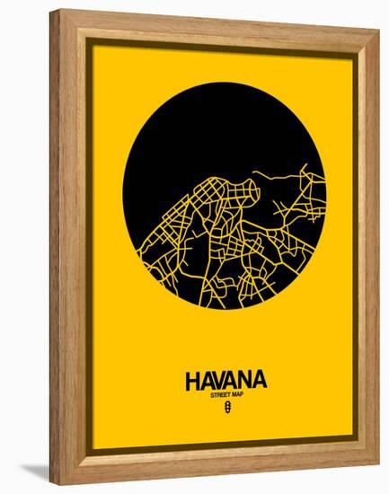 Havana Street Map Yellow-NaxArt-Framed Stretched Canvas