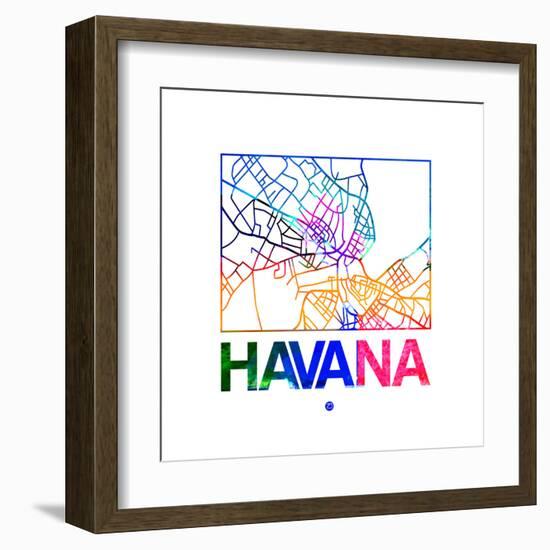 Havana Watercolor Street Map-NaxArt-Framed Art Print