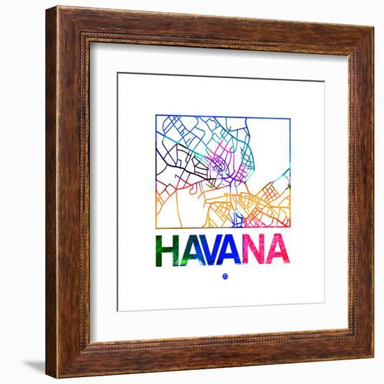 Havana Watercolor Street Map-NaxArt-Framed Art Print