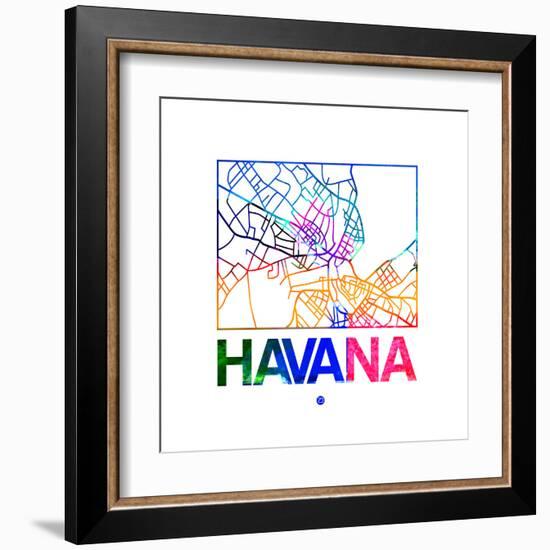 Havana Watercolor Street Map-NaxArt-Framed Art Print