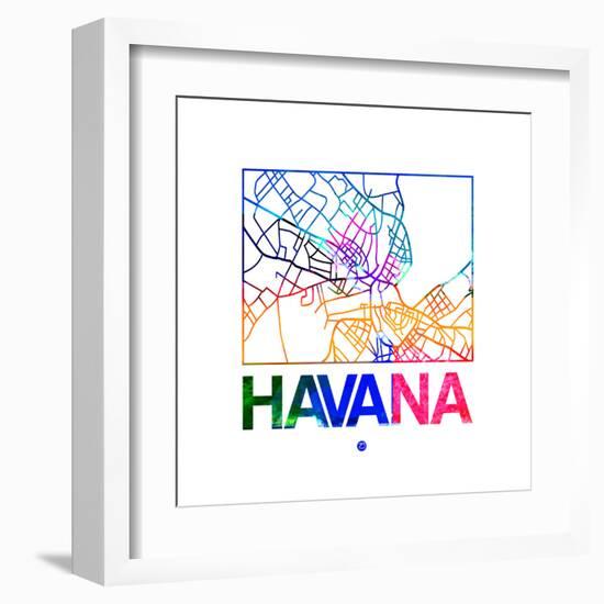 Havana Watercolor Street Map-NaxArt-Framed Art Print