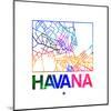 Havana Watercolor Street Map-NaxArt-Mounted Art Print