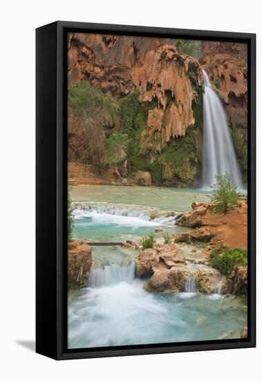 Havasu Waterfall on the Havasupai Reservation in Arizona, USA-Chuck Haney-Framed Premier Image Canvas