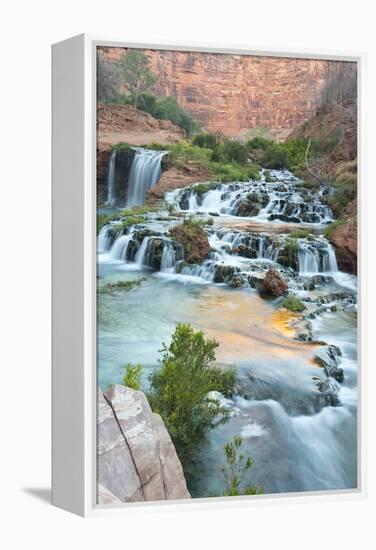 Havasu Waterfall on the Havasupai Reservation in Arizona, USA-Chuck Haney-Framed Premier Image Canvas