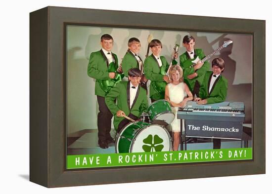 Have a Rockin St. Patricks Day, School Rock Band-null-Framed Stretched Canvas