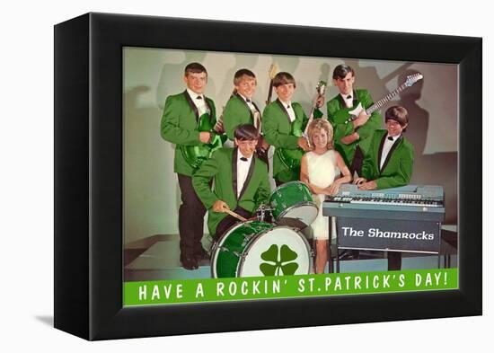 Have a Rockin St. Patricks Day, School Rock Band-null-Framed Stretched Canvas