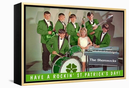 Have a Rockin St. Patricks Day, School Rock Band-null-Framed Stretched Canvas