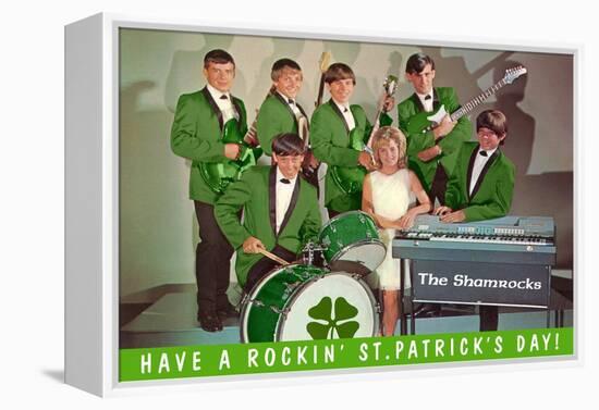 Have a Rockin St. Patricks Day, School Rock Band-null-Framed Stretched Canvas