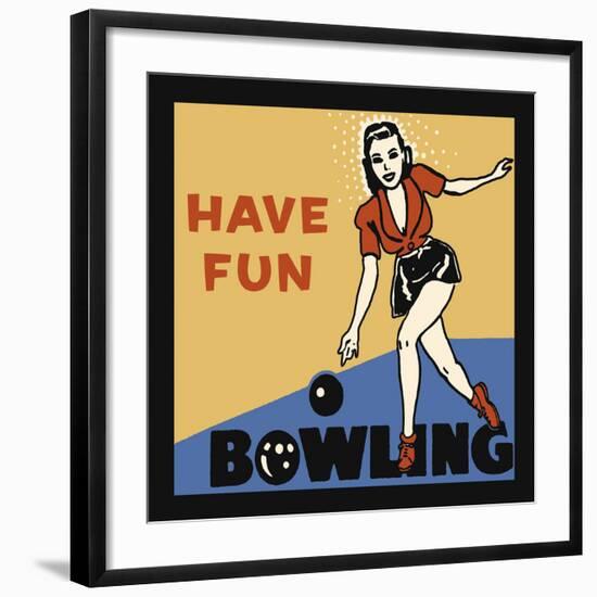 Have Fun Bowling-Retro Series-Framed Art Print