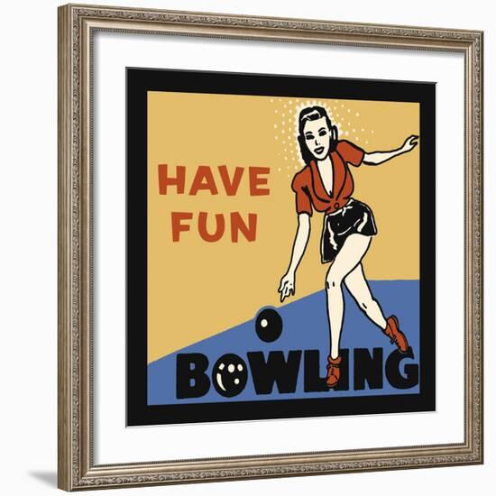 Have Fun Bowling-Retro Series-Framed Art Print