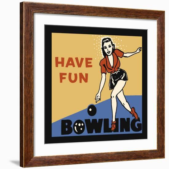 Have Fun Bowling-Retro Series-Framed Art Print