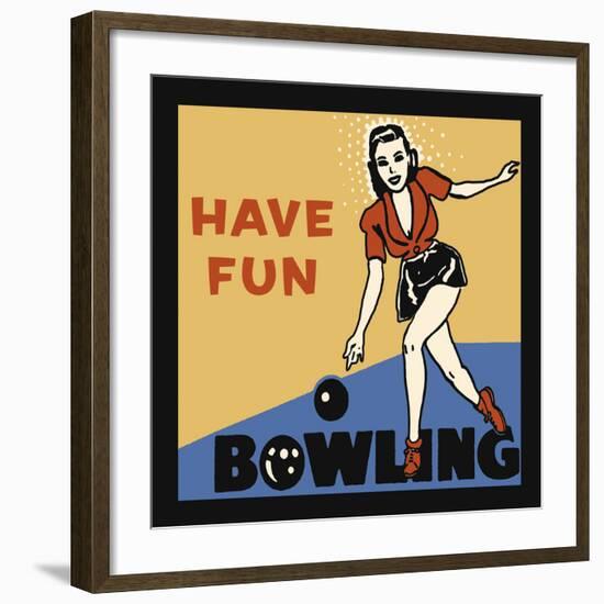 Have Fun Bowling-Retro Series-Framed Art Print