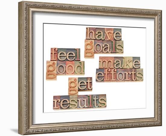 Have Goals, Make Efforts, Get Results, Feel Good-PixelsAway-Framed Art Print