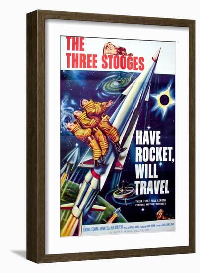 Have Rocket, Will Travel, On the Rocket, From Top: Moe Howard. Larry Fine, Joe Derita, 1959-null-Framed Premium Giclee Print